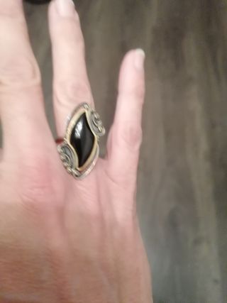 Anillo Plata Oro Azabache Talla 14-15