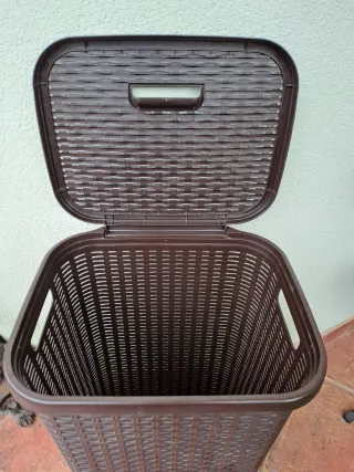 Cesto Ropa Sucia Marrón Oscuro 60L
