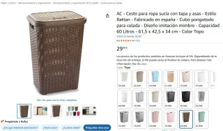 Cesto Ropa Sucia Marrón Oscuro 60L