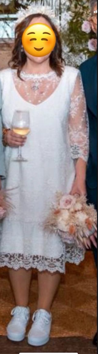 Vestido de novia midi encaje