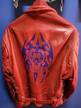 Chaqueta Cuero Vintage Roja Años 80 T.48