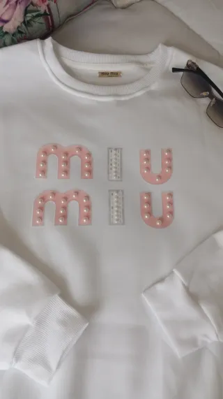 Felpa bianca da donna Miu Miu