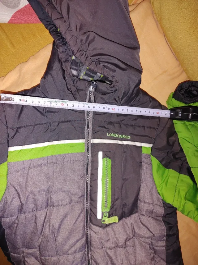 Abrigo London Fog T.7-9 Años Gris/Verde