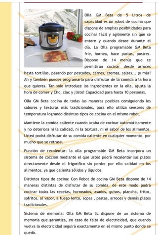 Olla GM Modelo B Robot Cocina
