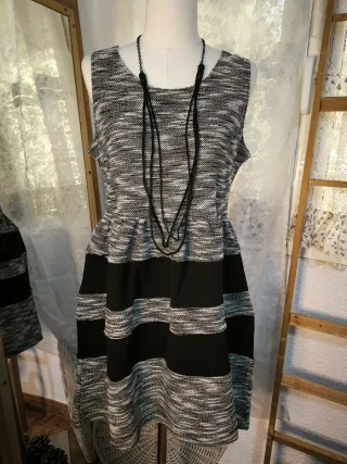 Vestido de punto rayas blanco y negro