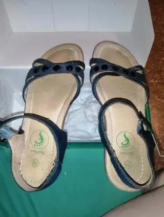 Sandalias Mujer Azul y Plata