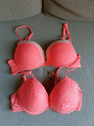 2 Sujetadores de encaje, rosa asalmonado.Nuevos!