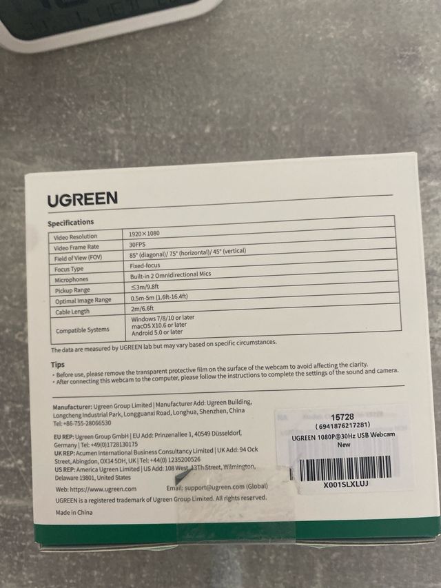 UGREEN Cámara Web USB HD 1080p