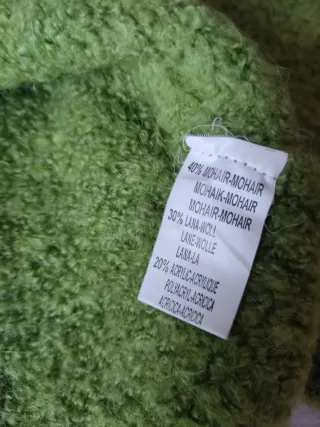 Jersey, suéter cuello pico, verde, Talla S
