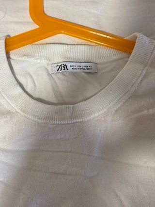 Camiseta Zara Blanca Manga Corta