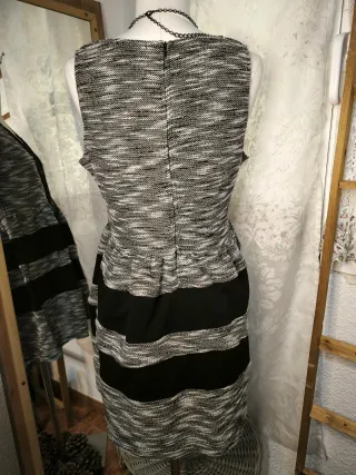 Vestido de punto rayas blanco y negro