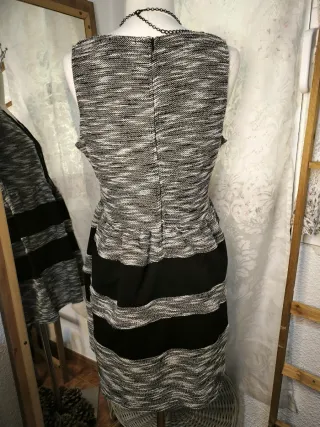 Vestido de punto rayas blanco y negro