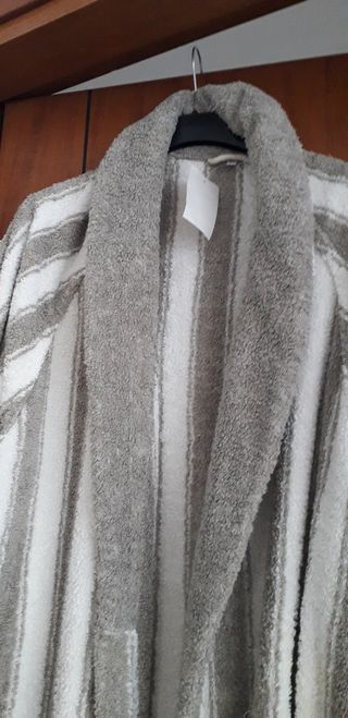 Accappatoio Frette a righe grigio e bianco