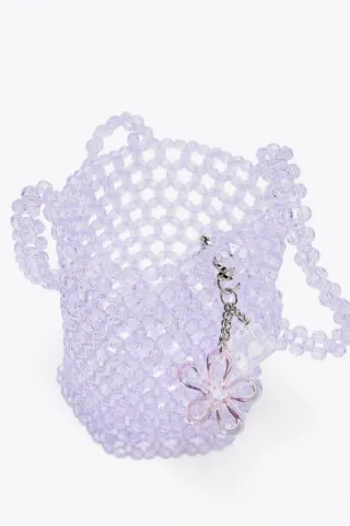 Bolso Zara de perlas morado