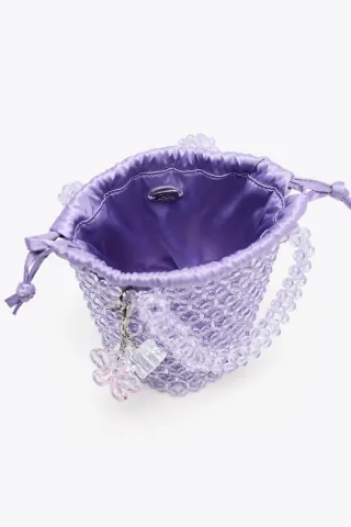 Bolso Zara de perlas morado