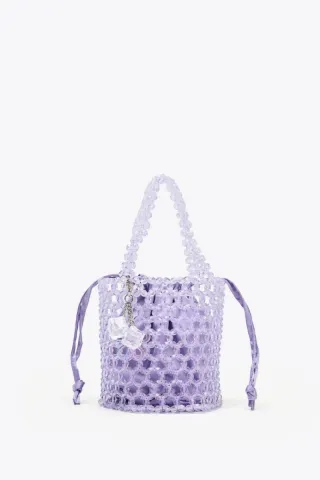 Bolso Zara de perlas morado