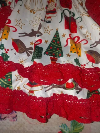 Vestido Navidad Niña Estampado Santa Claus 