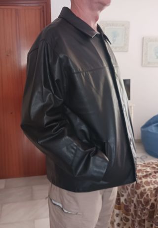 Chaqueta Cuero Argentino Talla L Negra
