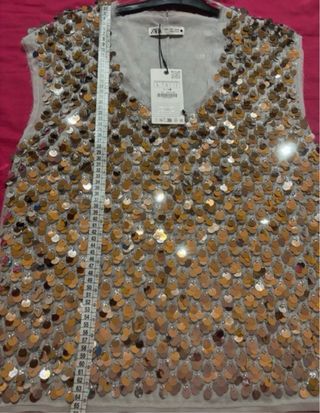 Top Zara Lentejuelas y Abalorios