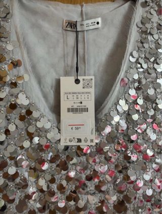 Top Zara Lentejuelas y Abalorios