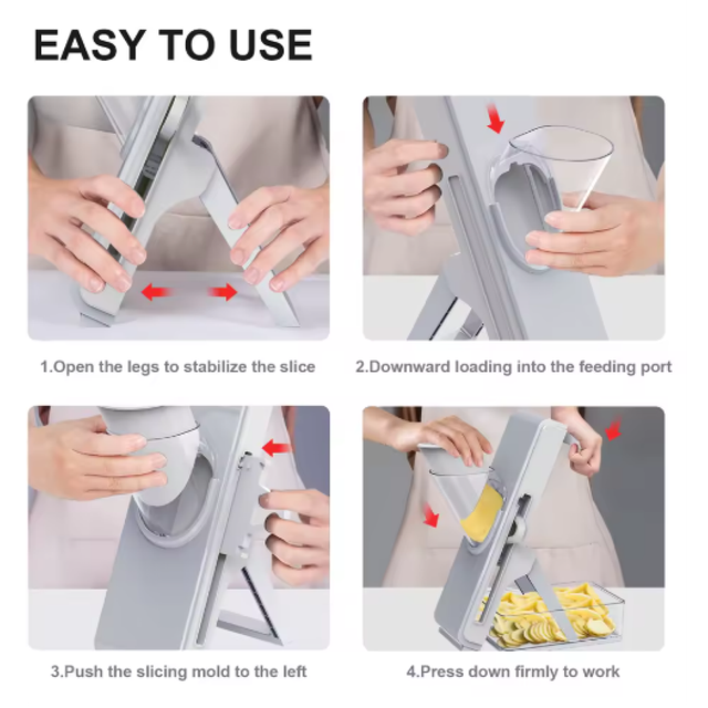 Mandolina, Cortador de Verduras, Picador ajustable