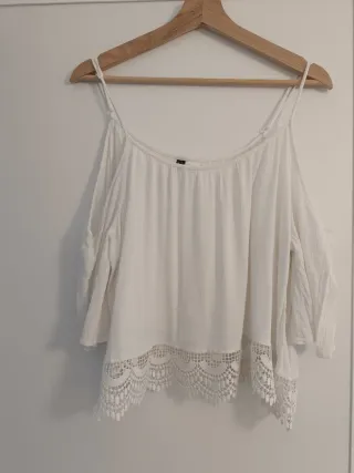 Blusa blanca mujer con encaje