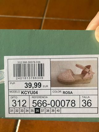 Sandalias cuña niña rosa T.36