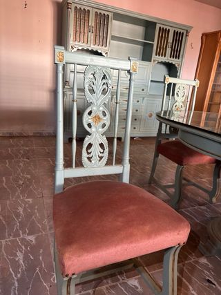 Mesa comedor cristal y madera estilo vintage