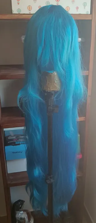 Peluca azul larga cosplay/disfraces