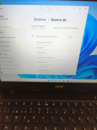 Portátil Acer 14 Negro