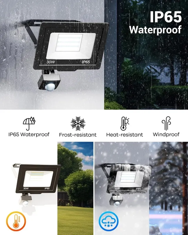 2 Focos LED 30W con Sensor Movimiento IP65