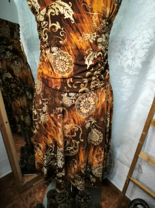 Vestido fiesta vintage marrón y dorado
