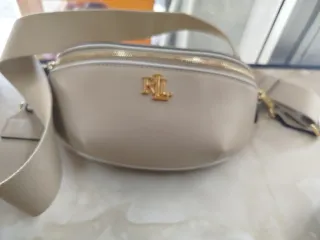 Bolso riñonera Lauren Ralph Lauren piel beige