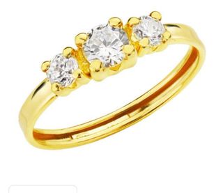 Sortija Oro 9k 3 Circonitas 4mm con caja de regalo