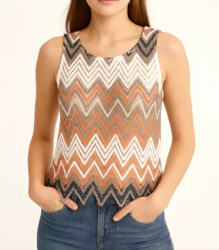 Blusa sin mangas con zigzag