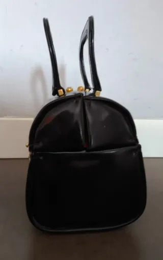 Bolso de mano vintage negro charol
