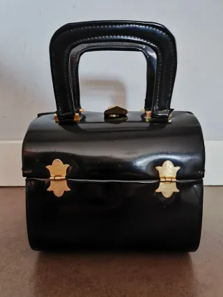 Bolso de mano vintage negro charol