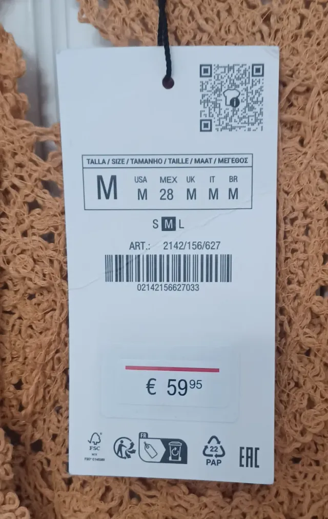 Abrigo crochet Zara talla única naranja