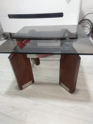Mesa de centro cristal y Madera