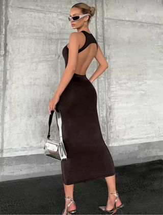 Vestido marrón largo Shein