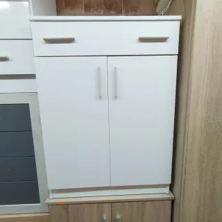 Zapatero a 2 porte in legno e bianco