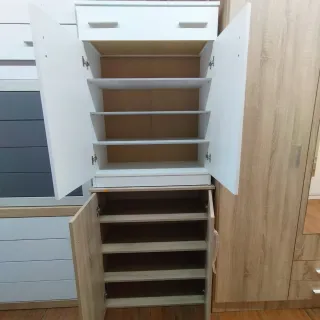 Zapatero a 2 porte in legno e bianco