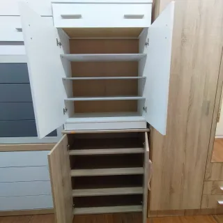 Zapatero a 2 porte in legno e bianco