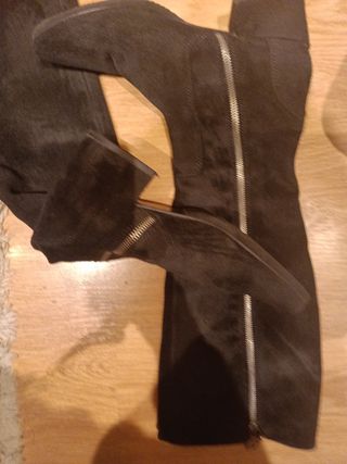 Botas altas de ante mujer negras