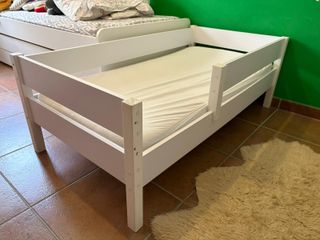 Cama Infantil Blanca 140x70 + Colchón