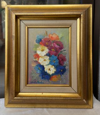 Óleo Florecillas Chelo Vento 1988