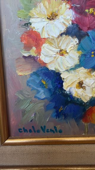 Óleo Florecillas Chelo Vento 1988