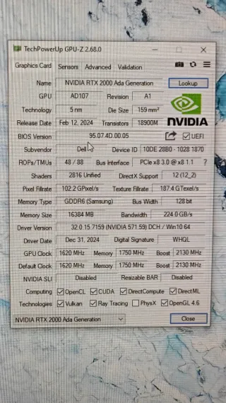 PNY Quadro RTX 2000 Ada 16GB GDDR6