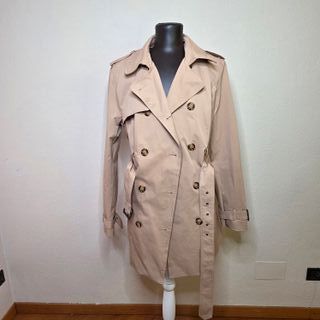 Trench impermeabile donna beige lungo con cintura