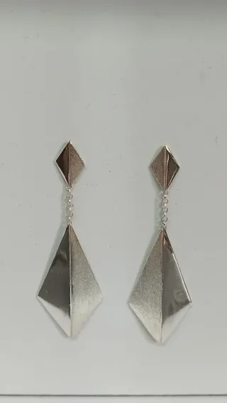 Pendientes de plata largos rombo